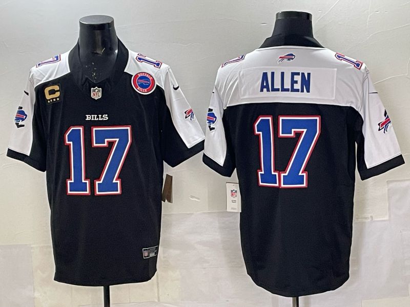 Men Buffalo Bills 17 Josh Allen Nike Black 2025 Limited NFL Jersey 05
